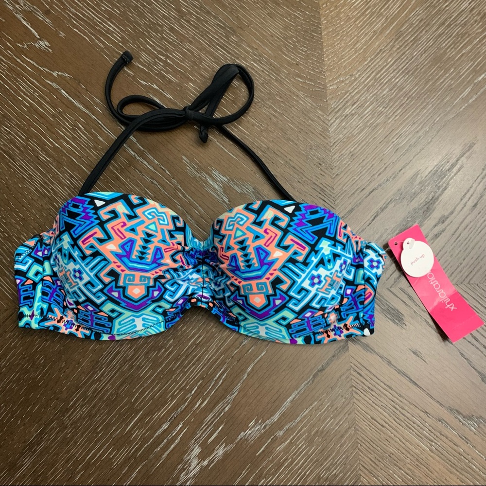 Xhilaration blue/turquoise Aztec print bikini top Size M